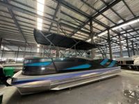 Nouveau design 27ft 8.2m luxe double contrôle aluminium famille ponton bateau moteur hors-bord batterie divertissement loisirs Sport