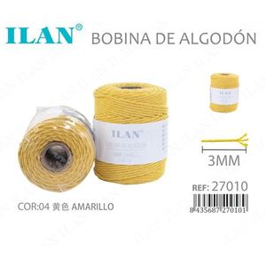 Bobina di corda di cotone Ilan 3 mm gialla per cucito e artigianato - Product Image 3