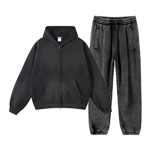 Chándal Personalizado con Cierre de Cremallera, Efecto Desgastado por el Sol, Diseño Personalizado con Logotipo, Chándal Desgastado para Hombre, Conjuntos de Chándal Lavados al Ácido, Chándal para Correr - Product Image 6