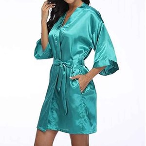 Albornoces de Satén Lisos al por Mayor para Mujer, Kimono de Seda, Bata de Novia, Ropa de Dormir para Damas de Honor, Logotipo Personalizado OEM - Product Image 2