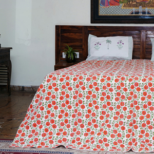 Floral Kantha <b>Quilt</b> 100% Cotton Handmade Woven Bedspread Portable <b>Throw</b> Blanket Washable Simple Custom Home & Hotel Decor - Product Image 6