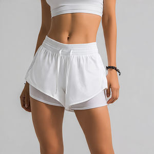 Shorts 2 en 1 pour femmes, taille haute avec cordon de serrage, double couche, pour entraînement, fitness et sport - Product Image 6