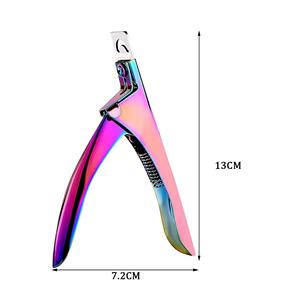 Cortauñas de acero al carbono con punta afilada, duradero, recto, arcoíris, para uñas postizas, recortador de uñas artificiales para arte de uñas. - Product Image 2