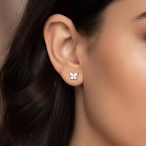 Boucles d'oreilles clous en diamants de laboratoire pour femmes, 4 coupes marquise et 4 coupes rondes, 0,62 carat, or massif 14K 18K, couleur E - Product Image 1