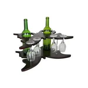 Support à bouteille de vin en métal fait main contemporain, présentoir de table décoratif pour bar, support à bouteille en métal fait main de qualité supérieure Zahid - Product Image 1