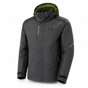 Men's Waterproof <b>Hooded</b> Softshell Jacket With <b>Zip</b> Fly And Badge Logo For Winter Outdoor Activities - Product Image 1