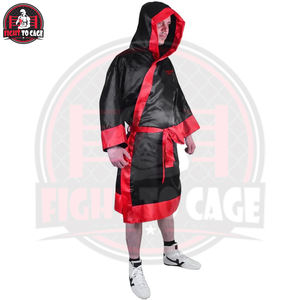 Robe de combat de boxe et de kickboxing rouge et noire pour hommes, tenue d'arts martiaux pour adultes la plus vendue, robe de boxe pour la marche sur le ring - Product Image 3
