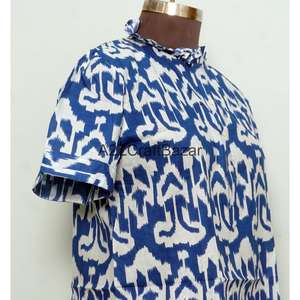 Vestidos Casuales de Verano para Mujer, 100% Algodón, Manga Larga, Cuello Redondo, Estampado Floral, Estilo Vintage Romántico, Corte Ajustado, Ecológicos - Product Image 6