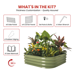 Bac à légumes surélevé modulaire d'extérieur 6-en-1 en métal galvanisé pour légumes GB030 - Product Image 3