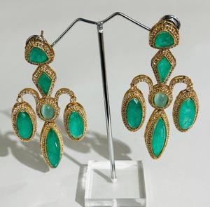Luxury Green Emerald Look Geometric Statement Drop Earrings Gold Plated Rhinestone Fashion Jewelry for Women Bridal Wedding Part - Product Image 3