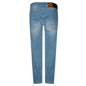Jeans de Mezclilla de Pierna Recta para Hombre, Cintura Alta, Lavado Desgastado, con Parches, Multibolsillos, 100% Algodón, para Invierno y Primavera - Product Image 1