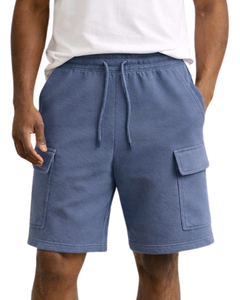 Pantalones Cortos Cargo Azules para Hombre, Cintura Elástica con Cordón, Estilo Casual Urbano, Múltiples Bolsillos, Pantalones Cortos de Verano, Logotipo Personalizado, Fabricante OEM - Product Image 1