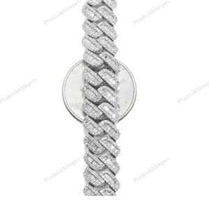 10MM 17" Sterling <b>Silver</b> Cuban Chain <b>Solid</b> Yellow Gold Plated Cuban Link Chain Hip Hop Style Unisex Customizable Daily <b>Necklace</b> - Product Image 3