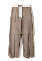 Pantalon taille haute à jambes larges, couleur unie, devant plat, style minimaliste, longueur intégrale, en coton infroissable, coupe ample, pour l'été, avec contraste