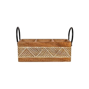 Elegante Portacubiertos de Madera Moderno y Ecológico FAIZA CRAFT para Cubiertos y Vajilla Hecho en India - Product Image 1