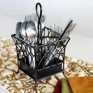 Porte-couverts élégant en métal pour comptoir de cuisine, avec trous de drainage et base antidérapante - Product Image 6