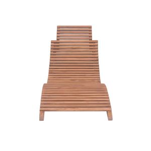 Chaise longue de jardin moderne en teck écologique et durable avec dossier en bois massif à lattes pour piscine et terrasse - Product Image 3
