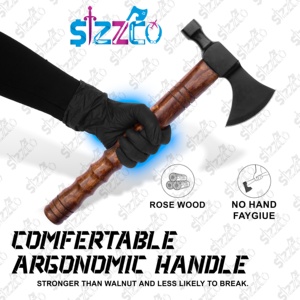 Custom Gift Forged Carbon Steel Viking Style <b>Bearded</b> Axe Rosewood Shaft Pipe Tomahawk LARP Axe Best Gift Premium Leather Sheath - Product Image 4