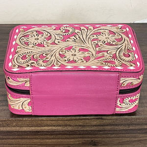 Nuevo Estuche de Joyería de Cuero Genuino de Vaca Hecho a Mano al por Mayor, Rosa, con Cierre de Cremallera, Duradero, Organizador de Viaje - Product Image 5