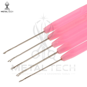 Aiguilles à crochet pour extensions de cheveux avec poignée rose, pour l'installation et le retrait de micro-anneaux, pour une utilisation professionnelle en salon de coiffure - Product Image 5