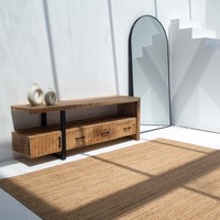 Console à 3 tiroirs en bois Vandana Lunaris Arion, meuble d'appoint minimaliste moderne en bois massif