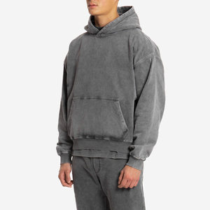 Sweat-shirts à capuche délavés pour hommes, prix de gros, automne, imperméables, respirants, en coton/fibre de bambou, fabriqués au Pakistan, haute qualité, écologiques - Product Image 2