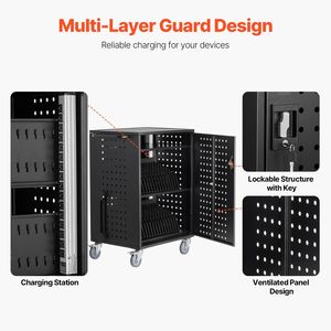 Stazione di Ricarica Mobile per 36 Dispositivi, Carrello da Pavimento per Dispositivi fino a 15,6 Pollici, per Ufficio e Aula - Product Image 3
