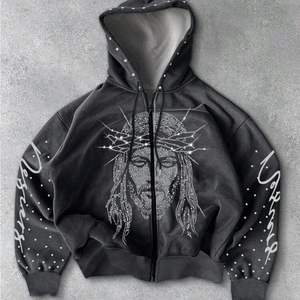 Sudaderas con Pedrería Estilo Bling para Hombre, Venta al Por Mayor, Color Personalizado, Cómodas y Transpirables, Sudadera con Cierre para Moda Urbana - Product Image 1