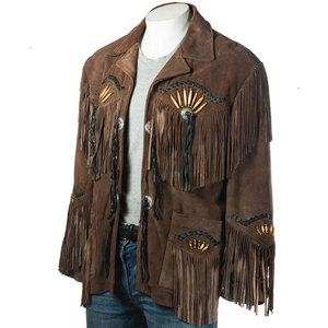 <b>Men's</b> Premium <b>Suede</b> Leather Fringe <b>Jacket</b> Genuine Leather Winter Wear Plain Dyed Style Custom Sizing Private Label Wholesale - Product Image 4
