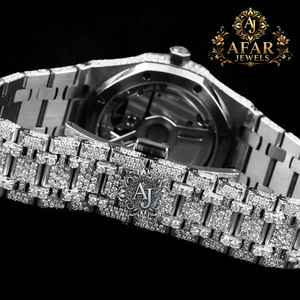 Reloj de Moissanita con Incrustaciones de Diamantes para Hombre, Reloj de Pulsera Analógico con Esfera Redonda de Acero Inoxidable, Resistente al Agua, Estilo Hip Hop - Product Image 4