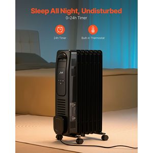 Radiatore Elettrico a Olio a Infrarossi 1500W con Schermo LED, Protezione dal Calore, Timer 24h, Maniglia Portatile e Base in Ghisa - Product Image 5