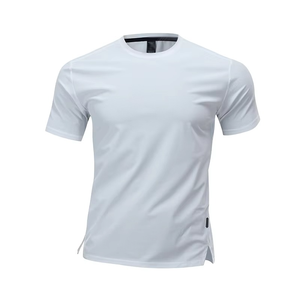 Men's <b>White</b> Quick Dry Slim Fit Short Sleeve Sport T-<b>Shirt</b> O-Neck Jersey Knitted Solid Color Men's T-<b>Shirts</b> - Product Image 1