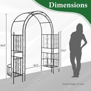 Arco Nuziale Nero a Doppio Strato con Tetto ad Arco 78*23*83.9 per Uso in Cortile - Product Image 5