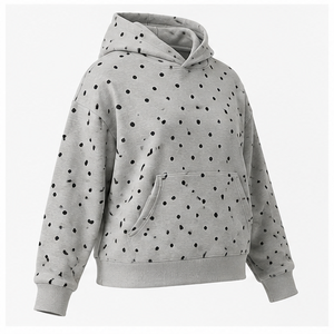 Sweat à capuche personnalisé gris argenté pour femme, coupe moderne et carrée, à pois décalés, en molleton doux coton-henné WPHOOD-0016 - Product Image 5