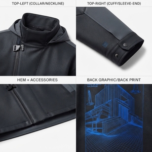 Chaqueta de mezclilla para hombre, con logotipo personalizado, tela japonesa selvedge, OEM, ropa de trabajo técnica, nailon/algodón, corte holgado y recto, lavado claro - Product Image 4