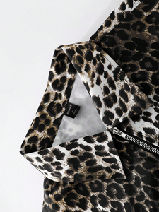 Blouson Harrington Zippé Homme Imprimé Léopard AOP Motif Guépard Streetwear Audacieux Vente en Gros - Product Image 2
