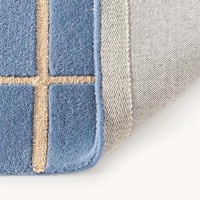 Tapis géométrique moderne bleu à grille, rectangulaire, en laine tuftée à la main, antidérapant, pour salon, chambre, couverture de sol, décoration intérieure
