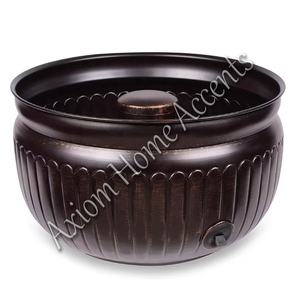 Elegant Metal Garden <b>Hose</b> Pot with Decorative Handles by Axiom Home Accents for Organizing <b>Hoses</b> in the Garden - Product Image 2
