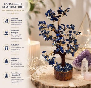 ALIF 300 Chips Árbol de la Fortuna de Lapislázuli Natural Hecho a Mano con Gemas, Decoración para el Hogar, Meditación, Reiki, Regalo, Venta al por Mayor, Gujarat - Product Image 4