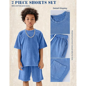 Conjunto de Ropa Urbana Moderna para Hombre, Camiseta y Pantalones Cortos con Lavado Ácido, Estilo Casual de Verano, Ajuste Holgado - Product Image 3