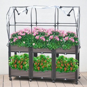 แปลงปลูกต้นไม้แบบยกพื้นพร้อมขายึดและล้อสำหรับปลูก - Product Image 2