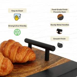 Bandeja de Servir de Madera de Mango Natural con Color de Grado Alimenticio, Diseño Decorativo con Asa de Metal Negra para Uso en Restaurantes - Product Image 5