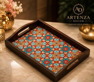 Luxury Printed <b>Decorative</b> Tray Set Gold Foil <b>Edge</b> Wooden Serving Platter Rectangle <b>Decorative</b> Tray for Party Wedding - Product Image 2
