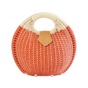 2022 Cheap Price Ladies Rattan Beach Clutch Daily Bag Pop Borsa Di Paglia Sac Paille Hasp Handwoven Bamboo Round Rattan Bag