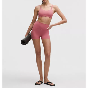 Ensemble de yoga rose sans couture pour femme, pantalon mi-taille longueur cheville, soutien-gorge de sport convertible à col rond, tenue d'entraînement 2 pièces - Product Image 2