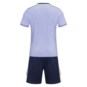 Men's <b>Light</b> Blue V-<b>Neck</b> Soccer Jersey Set Short Sleeve Moisture Wicking Elastic Waist Sublimation Print Custom OEM - Product Image 3