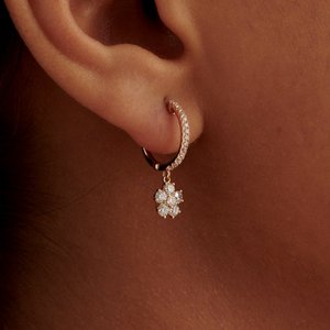 Boucles d'oreilles pendantes ZAWO HOUSE VVS1 en diamant, motif fleur, plaquées or, certifiées de laboratoire, pour bijoux de mariage certifiés - Product Image 3