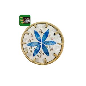 BEAUTIFUL RATTAN AND PEARL INLAY COASTER FROM VIETNAM WHOLESALE <b>CHEAP</b> PRICE RATTAN COASTER HANDMADE HOME DECORATION - Product Image 2