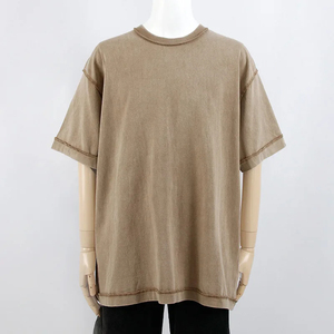 High Quality 100% Cotton <b>Acid</b> Washed 240Gsm Heavyweight Men's T-Shirt Customized <b>Drop</b> Shoulders Blank Unique T-Shirts - Product Image 1