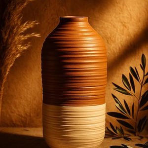 White Textured <b>Ceramic</b> Flower <b>Vase</b> with Matte Glaze Rustic Design for Home Wedding Table Decor - Product Image 4